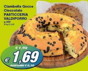 Prix Quality Valdiporro Pasticceria - Ciambella Con Gocce Di Cioccolato 400 G(ml) offerta