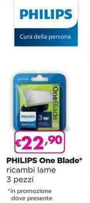 Acqua & Sapone PHILIPS One Blade* ricambi lame 3 pezzi offerta