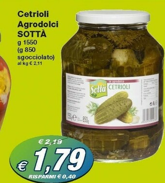 Prix Quality Sottà Cetrioli Agrodolci offerta
