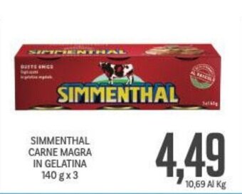 Supermercati Piccolo SIMMENTHAL CARNE MAGRA IN GELATINA 140 g x 3 offerta