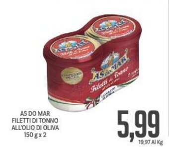 Supermercati Piccolo AS DO MAR FILETTI DI TONNO ALL'OLIO DI OLIVA 150 g x 2 offerta