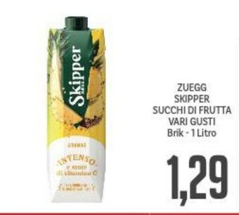 Supermercati Piccolo ZUEGG SKIPPER SUCCHI DI FRUTTA VARI GUSTI Brik-1 Litro offerta
