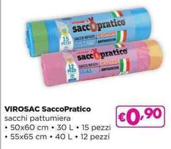 Acqua & Sapone VIROSAC SaccoPratico sacchi pattumiera 50x60 cm • 30 L. 15 pezzi offerta