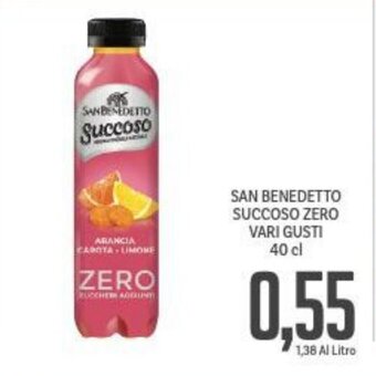 Supermercati Piccolo SAN BENEDETTO SUCCOSO ZERO VARI GUSTI 40 cl offerta