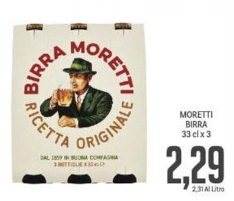Supermercati Piccolo MORETTI BIRRA 33 cl x 3 offerta