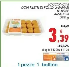 Conad City Amadori Le Birbe Con Spinaci Bocconcini Di Pollo Impanati Con Spinaci 300 G(ml) offerta