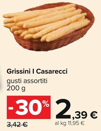 Carrefour Grissini I Casarecci gusti assortiti 200 g offerta