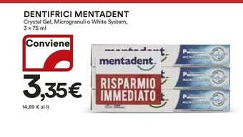 Coop Mentadent Dentifricio offerta