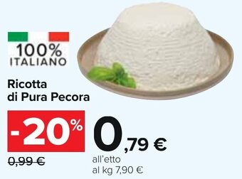 Carrefour Ricotta di Pura Pecora offerta