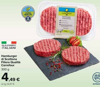 Carrefour Hamburger di Scottona Filiera Qualità Carrefour 300 g offerta
