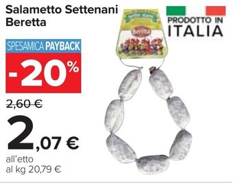 Carrefour Salametto Settenani Beretta offerta