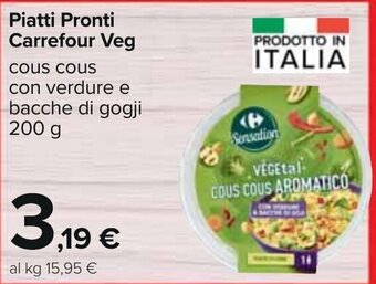 Carrefour Piatti Pronti Carrefour Veg cous cous con verdure e bacche di gogji 200 g offerta