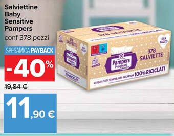Carrefour Salviettine Baby Sensitive Pampers conf 378 pezzi offerta