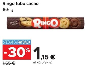 Carrefour Ringo tubo cacao 165 g offerta