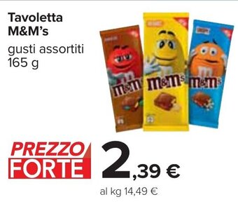 Carrefour Tavoletta M&M's gusti assortiti 165 g offerta