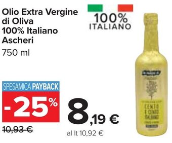 Carrefour Olio Extra Vergine di Oliva 100% Italiano Ascheri 750 ml offerta