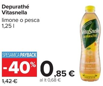 Carrefour Depurathé Vitasnella limone o pesca 1,25 l offerta