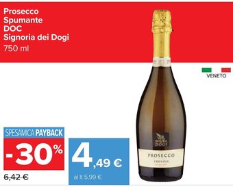 Carrefour Prosecco Spumante DOC Signoria dei Dogi 750 ml offerta