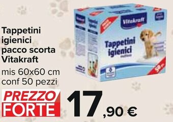 Carrefour Tappetini igienici pacco scorta Vitakraft mis 60x60 cm conf 50 pezzi offerta