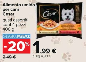 Carrefour Alimento umido per cani Cesar gusti assortiti conf 4 pezzi 400 g offerta