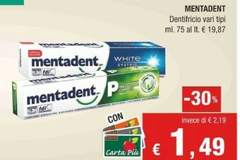 Crai Mentadent Dentifricio offerta