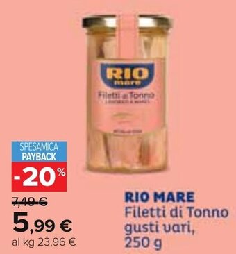 Carrefour RIO MARE Filetti di Tonno gusti vari, 250 g offerta