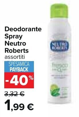 Carrefour Deodorante Spray Neutro Roberts assortiti offerta