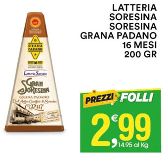 Gecop LATTERIA SORESINA SORESINA GRANA PADANO 16 MESI 200 GR offerta