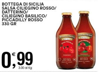 BOTTEGA DI SICILIA SALSA CILIEGINO ROSSO/ DATTERINO/ CILIEGINO BASILICO/ PICCADILLY ROSSO 330 GR