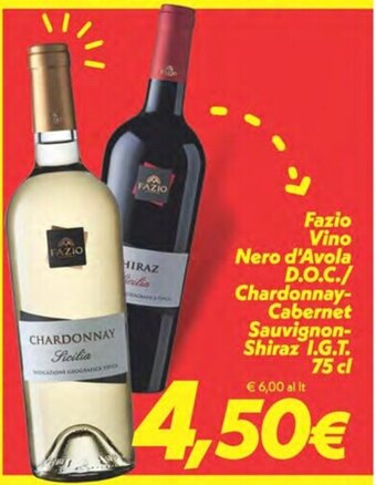 Iper Super Conveniente Fazio Vino Nero d'Avola D.O.C./ Chardonnay-Cabernet Sauvignon-Shiraz I.G.T. 75 cl offerta