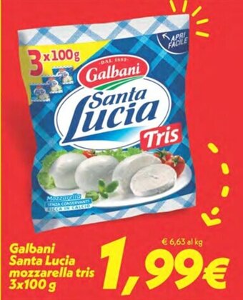 Iper Super Conveniente Galbani Santa Lucia mozzarella tris 3x100 g offerta