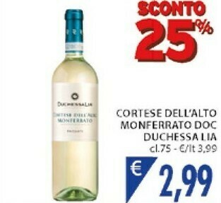 Mercatò Duchessa lia Cortese Dell'alto Monferrato Doc offerta