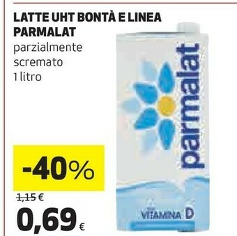 Coop Parmalat Bontà E Linea Latte Parzialmente Scremato 1000 G(ml) offerta