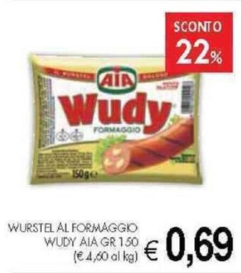 PrestoFresco WURSTEL AL FORMAGGIO WUDY AIA GR 150 offerta