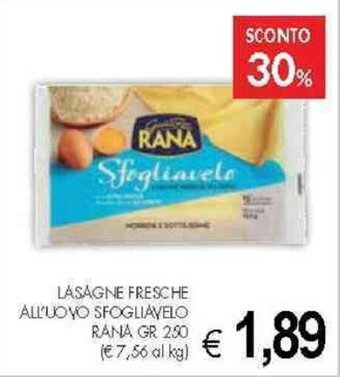 PrestoFresco LASAGNE FRESCHE ALL'UOVO SFOGLIAVELO RANA GR 250 offerta