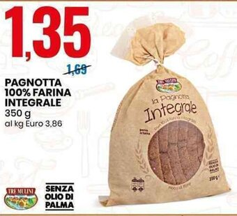 Eurospin PAGNOTTA 100% FARINA INTEGRALE 350 g offerta