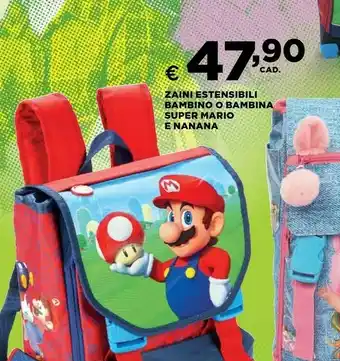 Coop Zaini Estensibili Bambino O Bambina Super Mario E Nanana offerta
