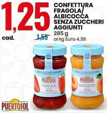 Eurospin CONFETTURA FRAGOLA ALBICOCCA SENZA ZUCCHERI AGGIUNTI 285 g offerta