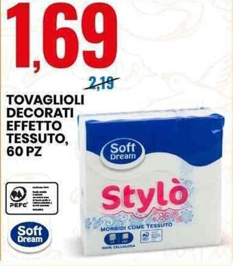 Eurospin TOVAGLIOLI DECORATI EFFETTO TESSUTO, 60 PZ offerta