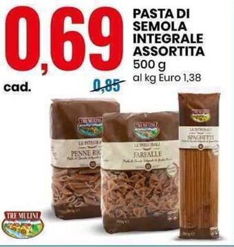 Eurospin PASTA DI SEMOLA INTEGRALE ASSORTITA 500 g offerta