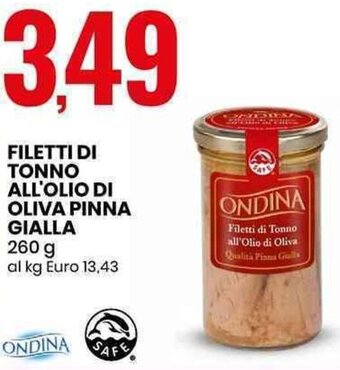Eurospin FILETTI DI TONNO ALL'OLIO DI OLIVA PINNA GIALLA 260 g offerta