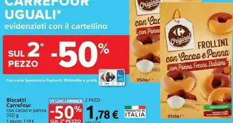 Carrefour CARREFOUR - Biscotti Con Cacao E Panna 350 G 350 G(ml) offerta