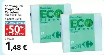 Carrefour Carrefour 50 Tovaglioli Ecoplanet offerta