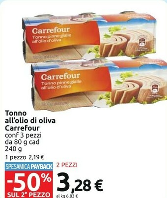 Carrefour Carrefour Tonno All'olio Di Oliva offerta