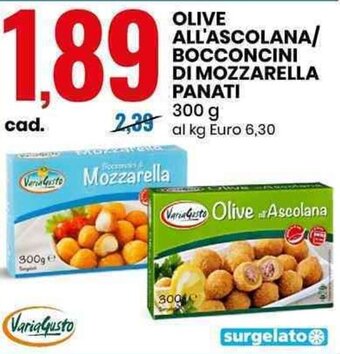 Eurospin OLIVE ALL'ASCOLANA/ BOCCONCINI DI MOZZARELLA PANATI 300 g offerta