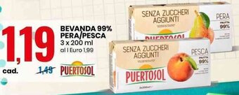 Eurospin BEVANDA 99% PERA/PESCA 3 x 200 ml offerta