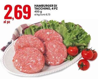 Eurospin HAMBURGER DI TACCHINO, 4 PZ 400 g offerta