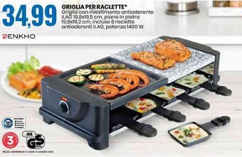 GRIGLIA PER RACLETTE* Griglia con rivestimento antiaderente ILAĞ 19,8x19,5 cm, piano in pietra 19,8x19,2 cm,
