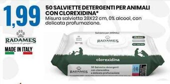 Eurospin 50 SALVIETTE DETERGENTI PER ANIMALI CON CLOREXIDINA* Misura salvietta 28X22 cm, 0% alcool, con delicata profumazione. offerta