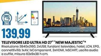 Eurospin TELEVISORE LED ULTRA HD 27" "NEW MAJESTIC"* offerta